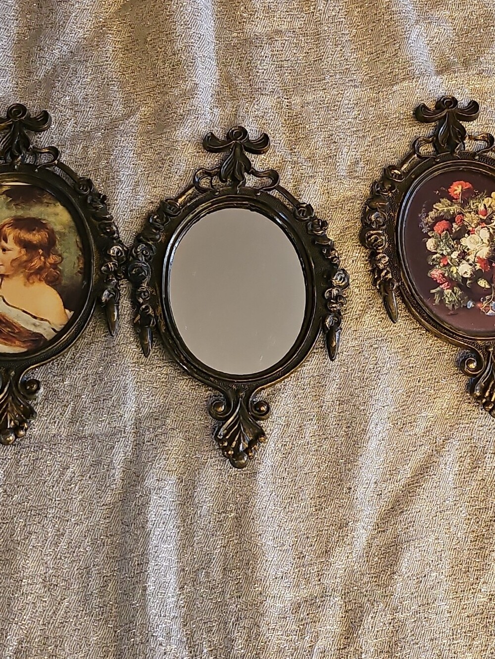 Ornate Oval Wall Mirrors Solid Brass Finish